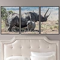 3 Piece Framed Canvas Wall Art Stomping The Wild Animals for Living Room Bedroom - 16