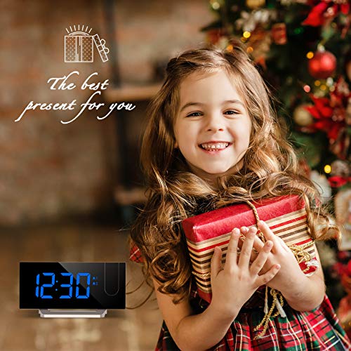 Mpow [Upgraded Projection Alarm Clock, 5'' LED CurvedScreen Digital Alarm Clock, 4 Dimmer, Dual