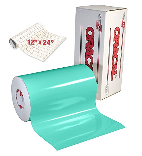 ORACAL Gloss Mint Adhesive Craft Vinyl for Cameo, Cricut & Silhouette Including Free Roll of Clear Transfer Paper (6ft x 12