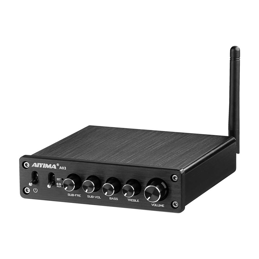 AIYIMA A03 2.1 Channel Class D Amplifier 50W * 2+100W TPA3116 Bluetooth Stereo Amp HiFi Power Amplifier with Power Adapter for Home Outdoor Passive Speakers/Subwoofer/Active sub
