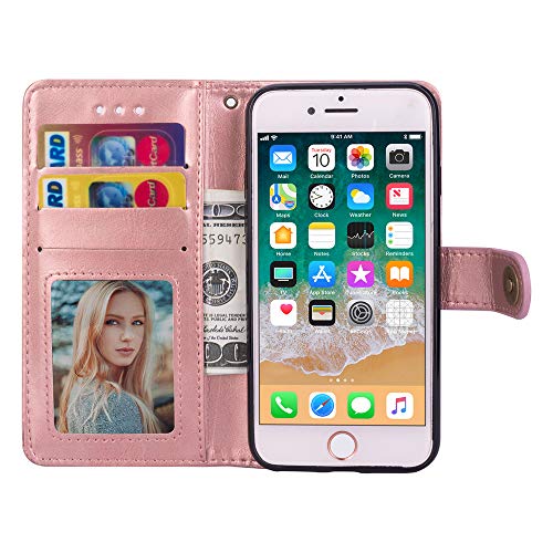 Scheam iPhone SE 5SE 5 5S Wallet Case, [Folio Style ] Premium iPhone SE 5SE 5 5S Card Cases Stand Feature Compatible with iPhone SE 5SE 5 5S [Rose Gold ] Leather Cases Flip Cover with - Thumbnail 3