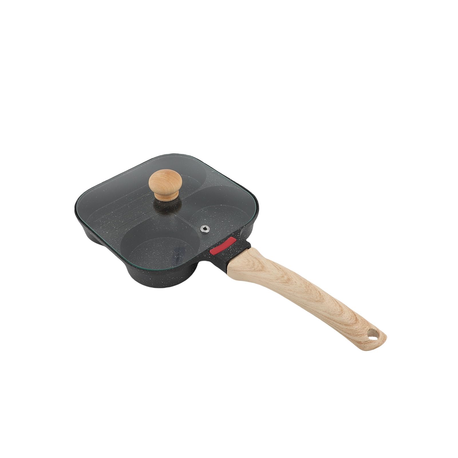 Gugxiom 3 in 1 Frying Pan Non Stick 3 Cup Egg Omelette Skillet Aluminum for Breakfast Pancake Cooking (Black with lid)