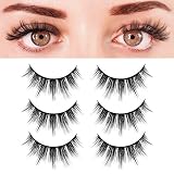 BEPHOLAN 3 Pairs False Eyelashes Synthetic Fiber Material| 3D Faux Mink Lashes| Natural Round Look| Soft & Lightweight| Reusable| 100% Handmade & Cruelty-Free| XMZ21