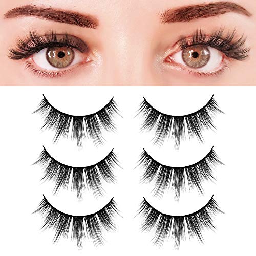 BEPHOLAN 3 Pairs False Eyelashes Synthetic Fiber Material| 3D Faux Mink Lashes| Natural Round Look| Soft & Lightweight| Reusable| 100% Handmade & Cruelty-Free| XMZ21