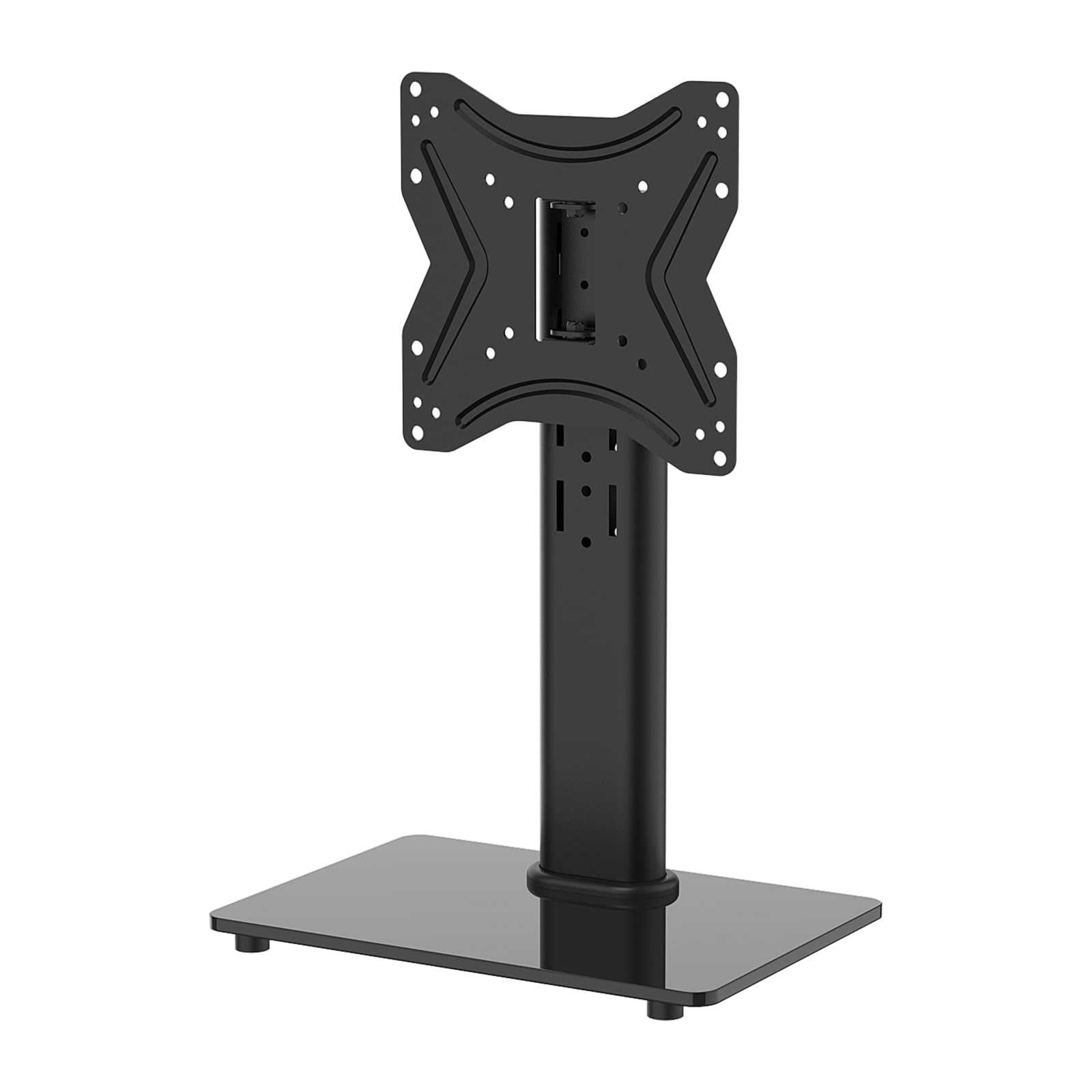 GRIFEMA Universal TV Stand, Swivel Table Top TV Stand for 17-43 inch, 4 Levels Height Adjustable with 8mm Tempered Glass Base, Cable Management,up to 30kg, Max VESA 200x200mm,Black GB1005-2