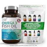 Omega 3 Fish Oil Supplements - 180 Gelcaps for Heart, Joints & Weight Management- 3,000mg Per Serving with 915MG of EPA and 630MG of DHA by Purity Labs