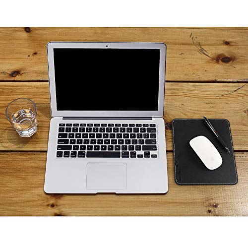 Insten Premium Leather Mouse Pad with Waterproof Coating, Non Slip & Elegant Stitched Edges, Black - Thumbnail 7