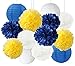 Furuix White Blue Yellow 2025 Graduation Party Decorations Paper Lanterns for Navy Blue Party Wedding, Bridal Shower, Baby Shower Decorations/Class of 2025 Decorations (Navy White Yellow)