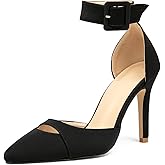 GATUXUS Women's Stiletto High Heels Pumps Pointed Toe Ankle Strap Dress Sexy Sandals Shoes for Wedding Party