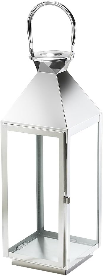 Kobolo Laterne Windlicht Calais aus Gals und Edelstahl Kerzenhalter Edelstahllaterne groß