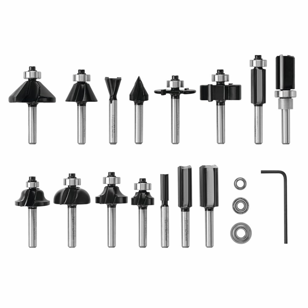 BOSCH RBS015MBS Juego de fresas para madera con punta de carburo, 15 piezas