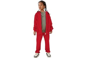 CM C&M WODRO AFUKUIA Girls Solid Jogger Set Active Zipper Long Sleeve Hoodie Sweatshirt and Sweatpants Kid Tracksuit Outfit