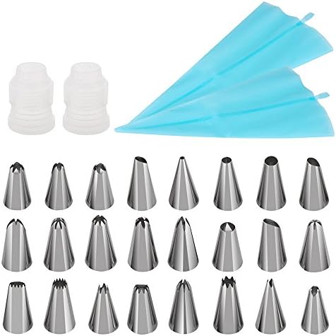 24 Piece Cake Decoration Icing Tips Set, Jree Ash Professional Stainless Steel Icing Tip Set ,Cake Decorating Tips Kits,[Fits Beginners] Cakes Cupcakes Cookies Pastry
