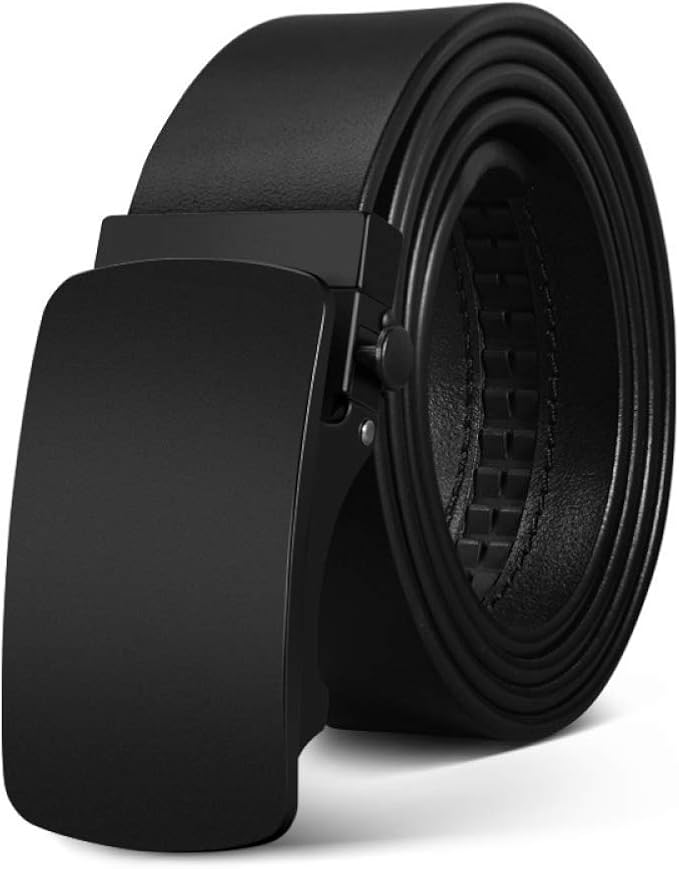 Men's Genuine Leather Belt AutoLock Type Adjustable No Hole Men's