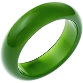 BJIMIDTI Jade Ring- Natural Green/White Hetian Jade, Green Jade Rings for Women Men, Jade Jewelry Crafts Gifts for Women(Ring Size:5-12)