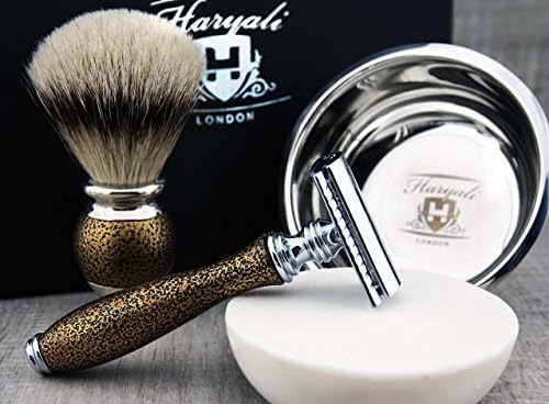 Haryali London, 5 pcs Shaving Kit for Men, Synthetic Silvertip Shaving Brush Set including Double Edge Razor, Shaving Stand - Image 5