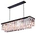 Saint Mossi 8-Lights Crystal Chandelier in Farmhouse Chandelier Style,Modern Farmhouse Chandelier with K9 Crystals,Farmhouse Pendant Light Fixtures,H10 x L34 x W14,Chain Adjustable