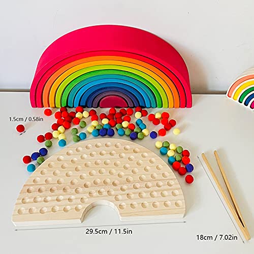 Sunmero Wooden Peg Board Beads Game Color Clip Bead Puzzle Sorting Toys