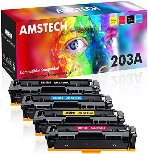 Amstech Compatible Toner for HP 203A 203X CF540A CF541A CF542A CF543A CF540X for HP MFP M281 M280 HP Color LaserJet Pro MFP M281fdw M281fdn M281cdw M280nw HP Color LaserJet Pro M254dw M254dn M254nw