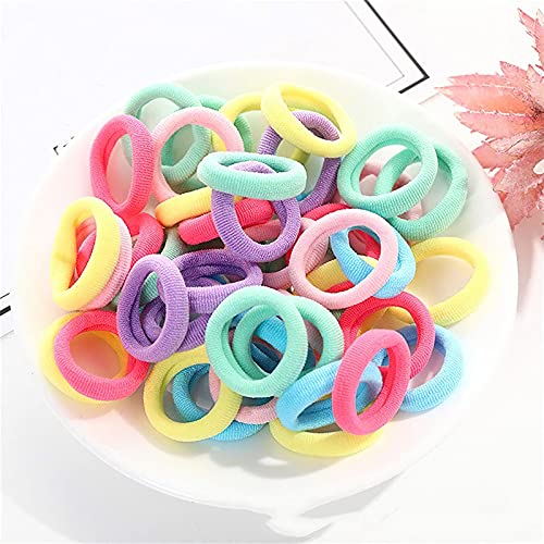 100Pcs Baby Elastics Hair Ties, Candy Color Seamless girls hairbands,3cm Ponytail Holder Hair Accessories，Multi-colored hair bobbles for girls (3cm)