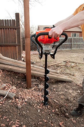 Tool Tuff Hand-Held Post Hole Digger/Earth Auger w/4" Diameter Bit, 43cc 1.75hp Gas Engine