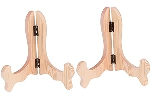 Sosoport Plate Display Stand and Picture Easel, Large Natural Pine Wood, Desktop Display Holder for Plates