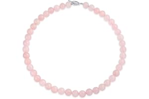 Plain Simple Classic Western Jewelry Pale Pink Rose Quartz Round 10MM Bead Strand Collarbone Necklace For Women Silver Plated
