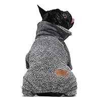 Fitwarm Fuzzy Thermal Turtleneck Dog Clothes Winter Outfits Pet Jumpsuits Cat Coats Velvet Grey Medium