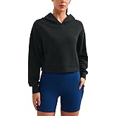 CRZ YOGA SoftAura Cropped Hoodies for Women - Long Sleeve Pullover Basic Workout Casual Hooded Sweatshirts