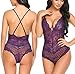 Avidlove Women Teddy Lingerie One Piece Babydoll Mini Bodysuit, Purple1, Small