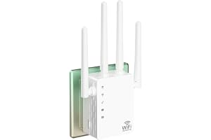 WiFi Extender Signal Booster Dual Band 5GHz/2.4GHz, Up to 12880 Sq.ft Coverage, WiFi Extender Supports 105 Devices, 1-Tap Setup WiFi Booster with Ethernet Port and 4 Antennas