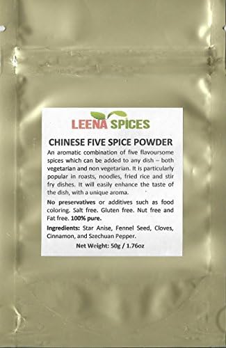 Leena SpicesChinese Five Spice Powder Seasoning - Gluten Free Blend - No Salt Or Color Mix - Enjoy Pure Quality 5-Spice Marinade Rub.
