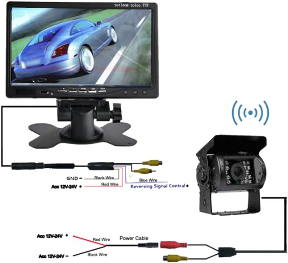 Rear View Camera Kit Bus Metal Parking Reversing Wide Angle Waterproof Truck sy Install Universal Night Vision 7 Inch Monitor 18 LED Backup