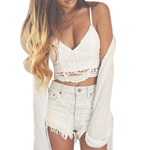 Crop Top Koolee Women Crochet Tank Camisole Lace Vest Blouse Bralette Bra Crop Top