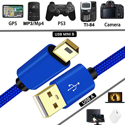 image for SCOVEE PS3 Controller Charging Cable 6ft,Mini USB Charger Cord for Son