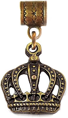 Crown charm in antique bronze by Mossy Cabin for modern large hole snake chain charm bracelet, or add to a neck chain, pendant necklace or key chain