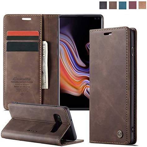 Samsung Galaxy S10 Plus Case,Samsung S10 Plus Wallet Case,AKHVRS Phone Case Wallet Card Holder Case [Folio Case][Cover Gift Boxed][Kickstand ] Protective Cover for Galaxy S10+ 2019 (Coffee)