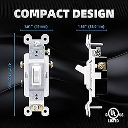 ELEGRP 3 Way Toggle Light Switch, 15 Amp, 120