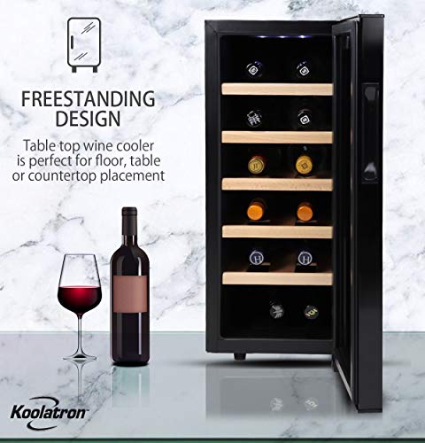 Koolatron-WC12-35D-12-Bottle-Capacity-Thermoelectric-Wine-Cooler-with-Digital-Temperature-Controls-Vibration-free-and-Quiet-Cooling-Power-5-Removable-Shelves-Black-12-Bottle