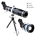 Cell Phone Lens 18X Telephoto Lens Super Wide Angle Lens Macro Lens 3 in 1 Phone Camera Lens Kit with Universal Clip and Mini Flexible Tripod for iPhone Samsung and Most Smartphones (Black)