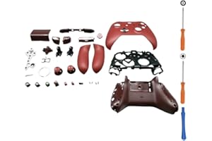 Hzxkqmil Replacement Housing Shell Full Set for Xbox One S/X Controller (Model 1708), DIY Faceplate Case Cover Middle Bracket Side Rails Buttons Accessories Parts, Red
