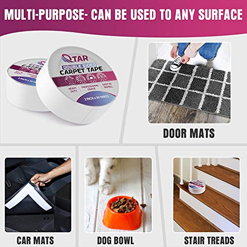 Removable Double Sided Carpet Tape, Heavy Duty Sticky tape, 2 Inch X 15 Yards, Rug Tape Anti