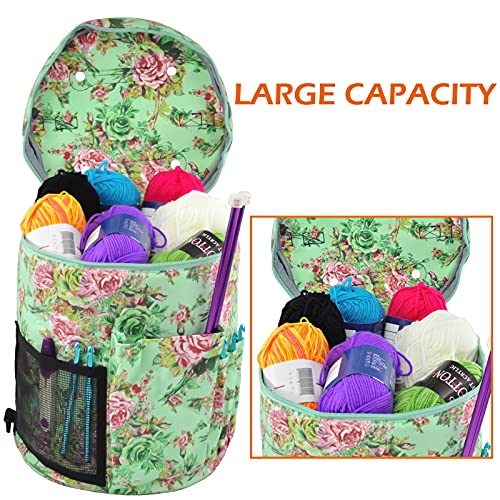 HANDYAY Portable Yarn Storage Knitting Tote Organizer Bag with Adjustable Shoulder Strap Handles