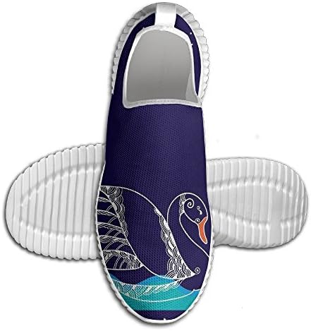 Womans Mans Silhouette Of Big Winged Swan Floating On Waves In Lake Dark Starry Night Graphic Men's Running Shoes Light Casual Sneakers Breathable