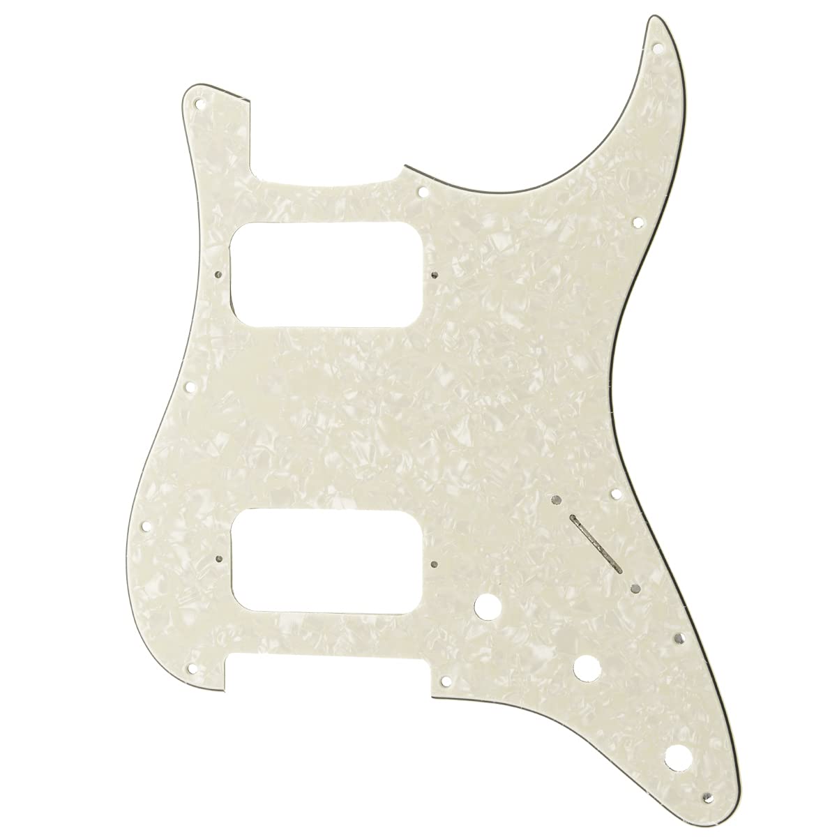 Musiclily Pro 11 Holes Round Corner HH Strat Pickguard 2 Humbuckers for American/Mexican Fender Standard Stratocaster Electric Guitar, 4Ply Aged White Pearl