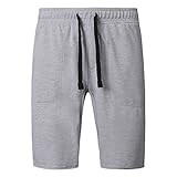 Mrignt Men's Casual Cotton Elastic Gym Shorts(Gray,S)