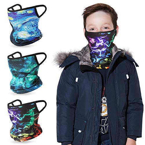 Kids Neck Gaiters Bandanas Face Covering Scarfs Battle Anti Dust Mouth Balaclavas Headband Autumn and Winter Warm Face Scarf with ear-loops