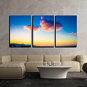 3 Piece Canvas Wall Art - Fishing Boat with Fisherman at Sunset on KOH Samui - Modern Home Art Stretched and Framed Ready to Hang - 16"x24"x3 Panels