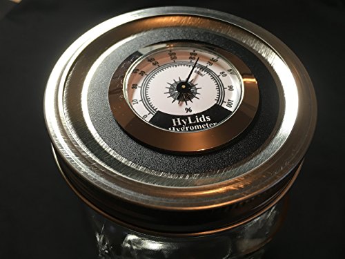 HyLids - Curing Jar Humidor Lids (6 pack 59.95) Analog Hygrometer Lids make a great stash jar too! Wide Mouth 3 3/8"