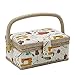 D&D Sewing Basket with Sewing Kit Accessories, Small Sewing Box for Kids, Sewing Theme White
